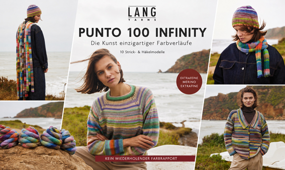 Lang Yarns Punto 100 Infinity Strickheft mit einzigartigen Farbverläufen aus Merinowolle