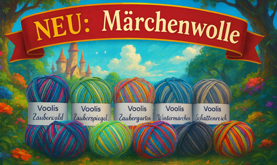 Voolis Soley Märchenwolle - hochwertige Sockenwolle mit Farbverlaeufen in sechs Märchenfarben