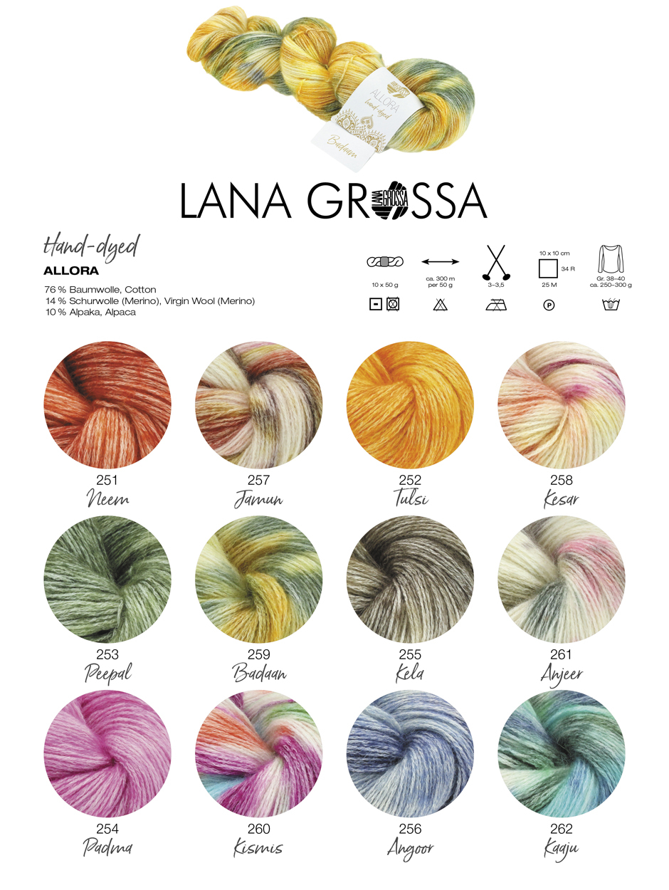 Allora hand dyed Lana Grossa Farbe 9999