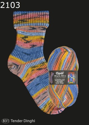 Opal Hundertwasser 2 Sockenwolle Farbe 2103